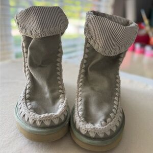 Mou Green Canvas Boots with Seersucker Lining